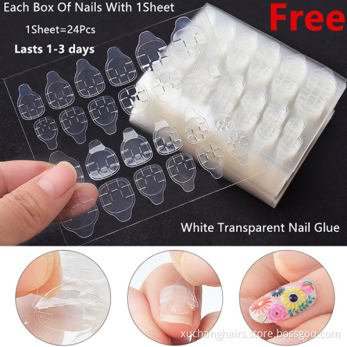HIgh Quality ABS False Nails 24pcs Private Label Full Cover Fake Nail Extra Long Coffin Press On Nail